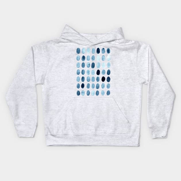 Blue ovals Kids Hoodie by Aidi Riera